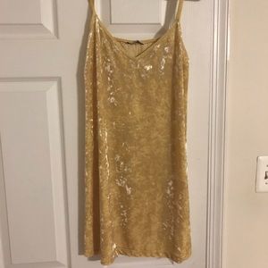 Yellow Velvet dress from Zara